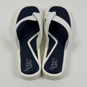 Franco Sarto Janey Sandals White Navy Platform Flip Flops Size 9.5
